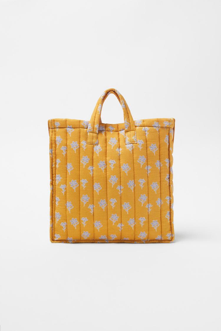 Zara yellow tote bag sale